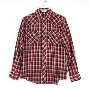 VTG Saturdays In California Men Western Plaid Pearl Snap Shirt Medium Hipster